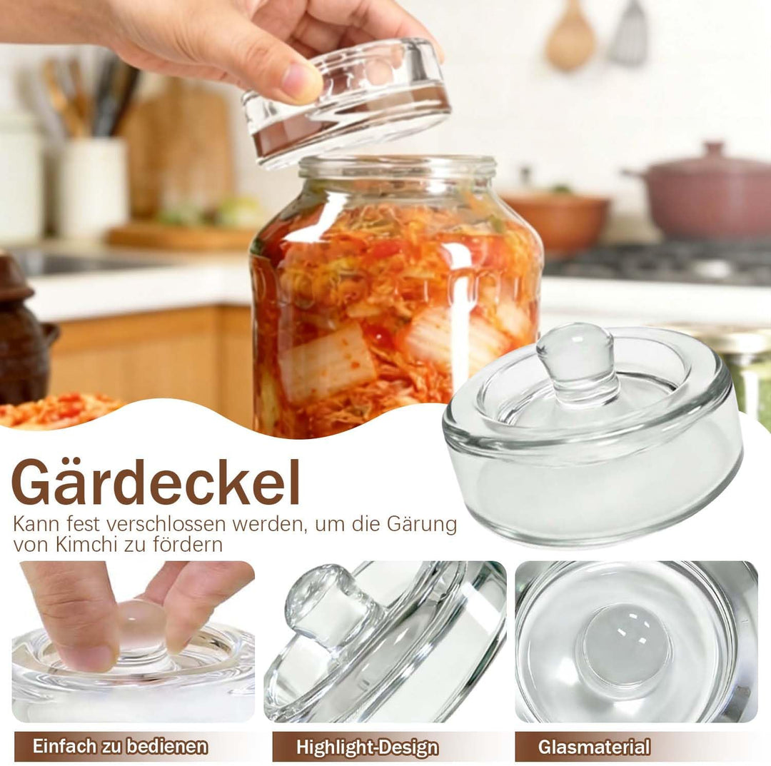 4 Stück Fermentiergewichte mit Ø 8 cm, Glasgewichte zum Fermentieren von Gemüse in Salzlake, Ideal z