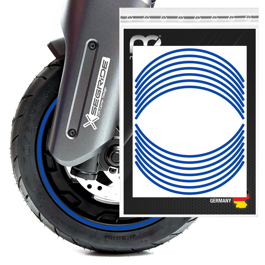 Felgenrand Aufkleber geeignet für Segway Ninebot MAX G3 D E-Scooter G3D Blau Reflektierend, Blau Ref