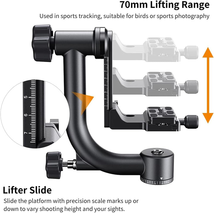 K&amp;F Concept Aluminium Gimbalkopf, Professional Heavy Duty Metall 360° Panorama Stativkopf mit 20 KG