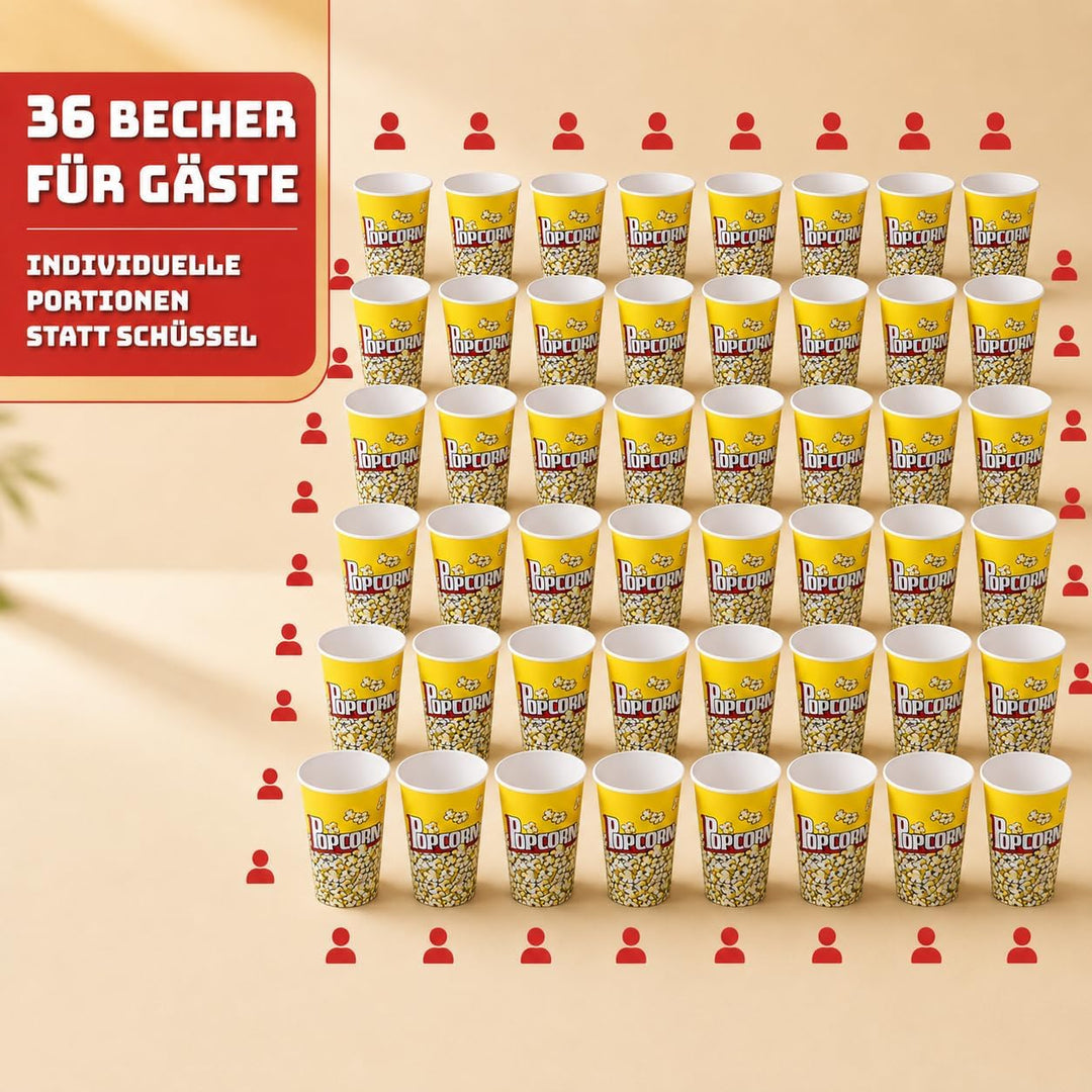 MIJOMA Popcorn-Becher Set für den Filmabend - Wiederverwendbar, lebensmittelechtes Kunststoff, 1 Lit