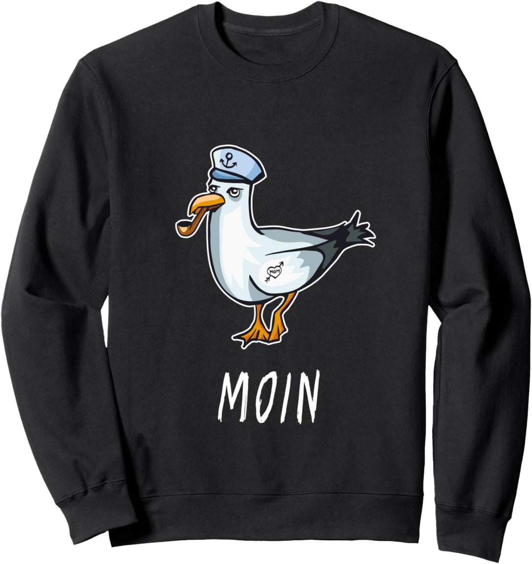 Moin Spruch Vogel Plattdeutsch Möwe Küste Meer Ostsee Norden Sweatshirt