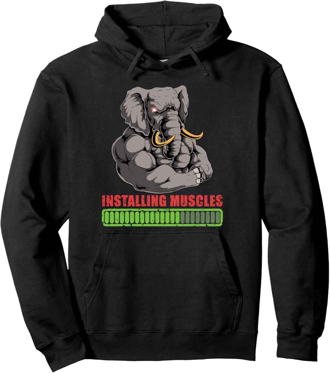 Elephant Powerlifter Workout Gym Installation Muskel Lifting Pullover Hoodie