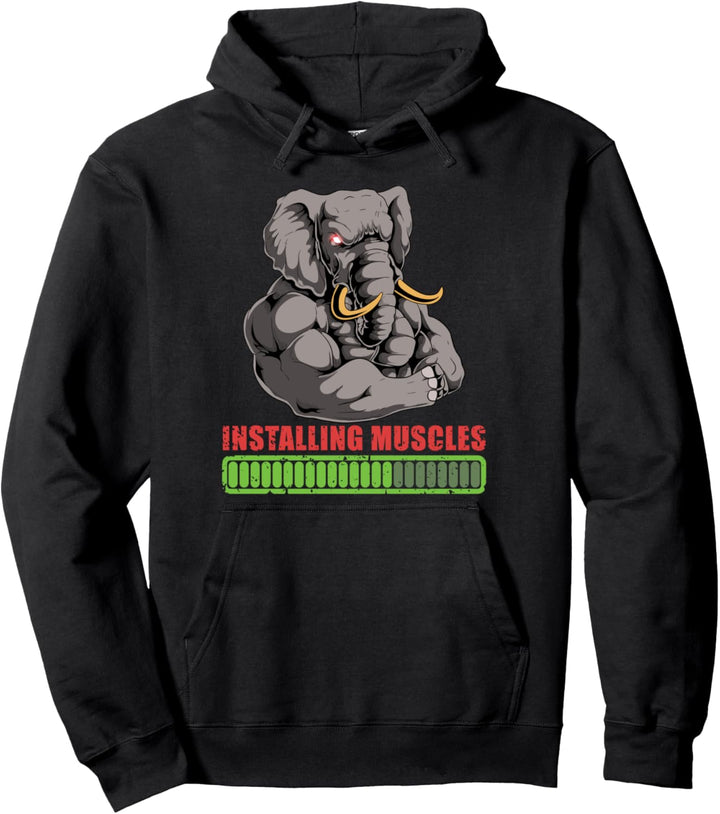 Elephant Powerlifter Workout Gym Installation Muskel Lifting Pullover Hoodie
