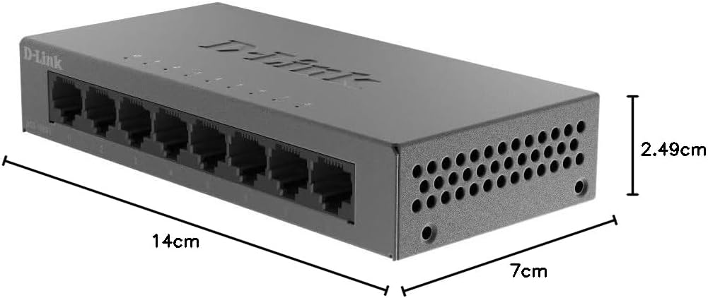 D-Link DGS-108GL 8-Port Unmanaged Gigabit Switch (ohne Lüfter, Low Profile Metallgehäuse, Desktop, P