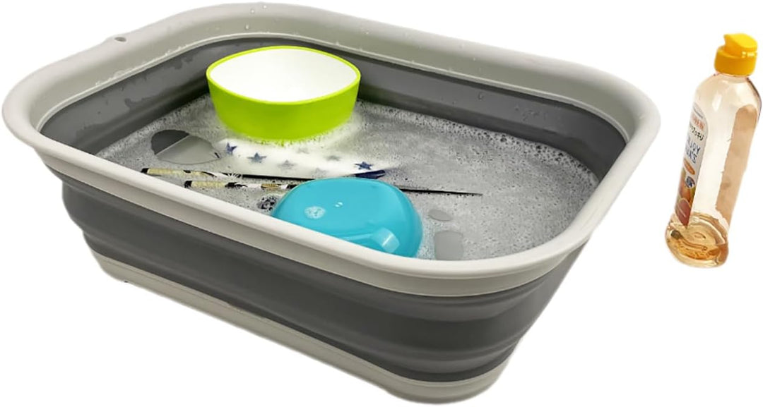 SAMMART 12L zusammenklappbare Wanne mit Griff + 12L zusammenklappbare Wanne - Tragbarer Picknickkorb