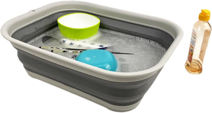 SAMMART 12L zusammenklappbare Wanne mit Griff + 12L zusammenklappbare Wanne - Tragbarer Picknickkorb