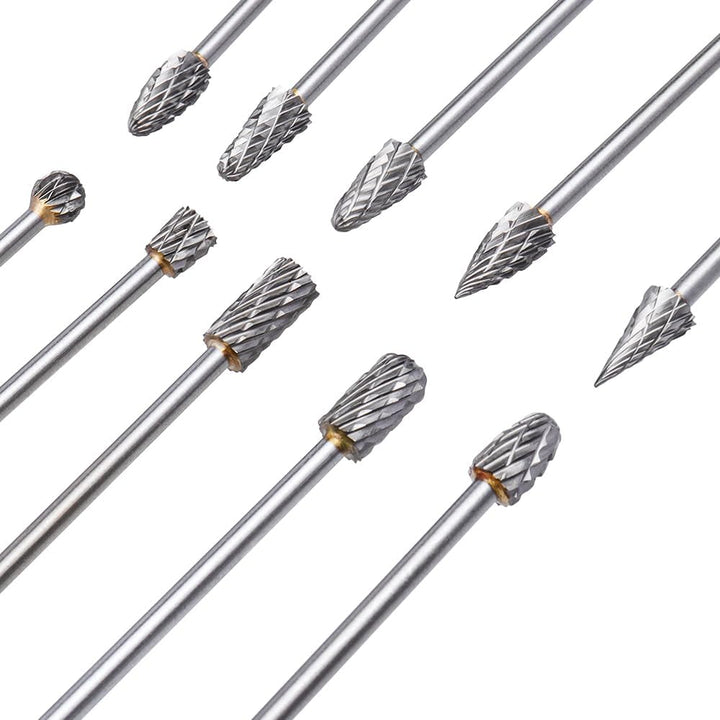 Treki 10 Stück 100mm Lang Hartmetall Frässtifte mit 3mm Schaft Wolframcarbid Fräser Fräsaufsatz für