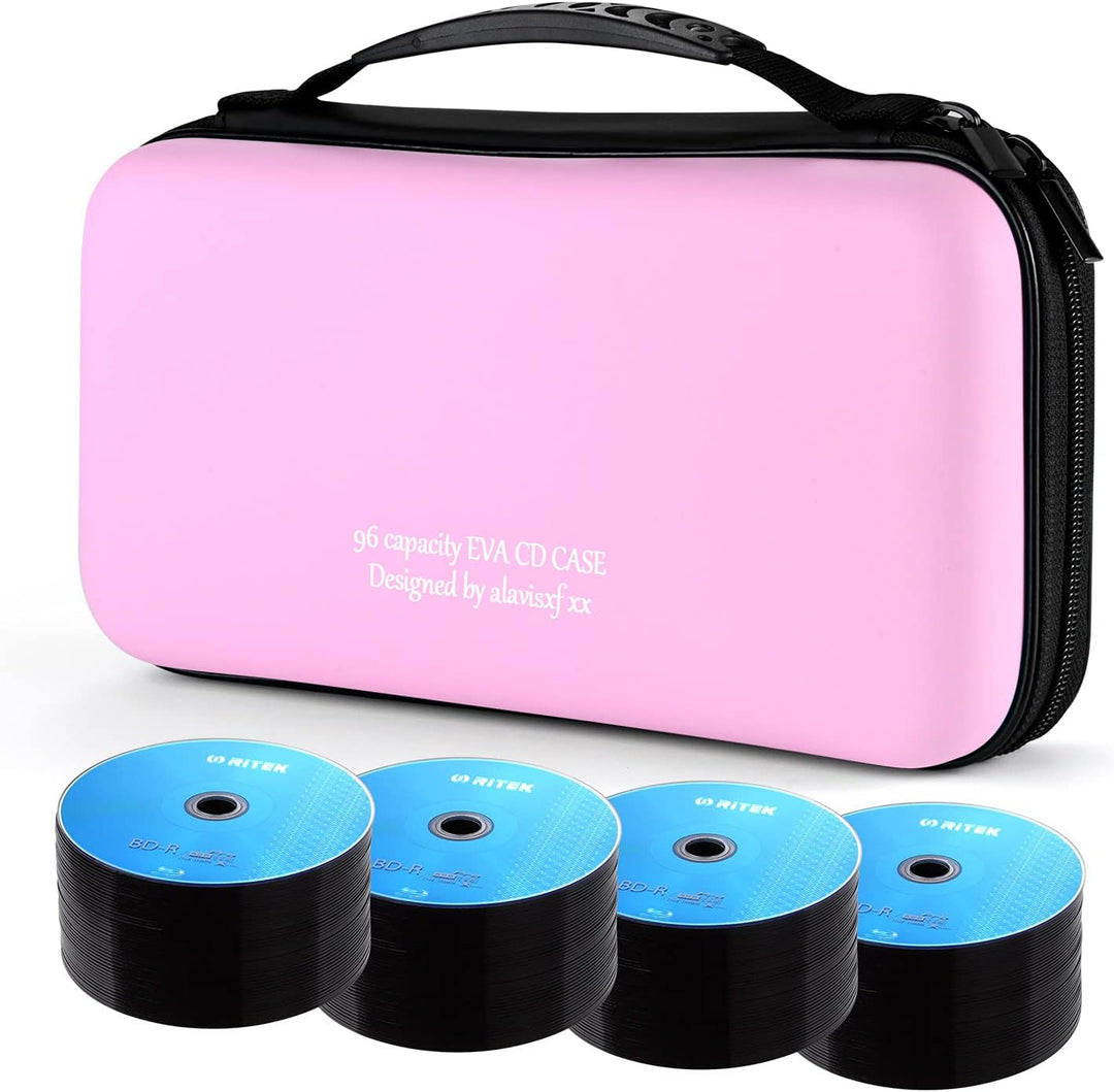 CD Tasche, 96 Kapazität Hart Eva Blu-ray CD-Brieftasche Doppelreissverschluss Handschlaufe Tragbare