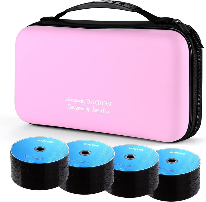 CD Tasche, 96 Kapazität Hart Eva Blu-ray CD-Brieftasche Doppelreissverschluss Handschlaufe Tragbare