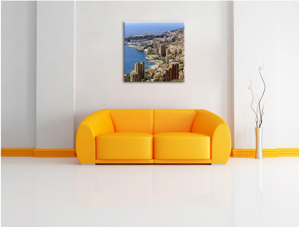Pixxprint Blick auf das prächtige Monte Carlo, Format: 70x70 auf Leinwand, 70x70