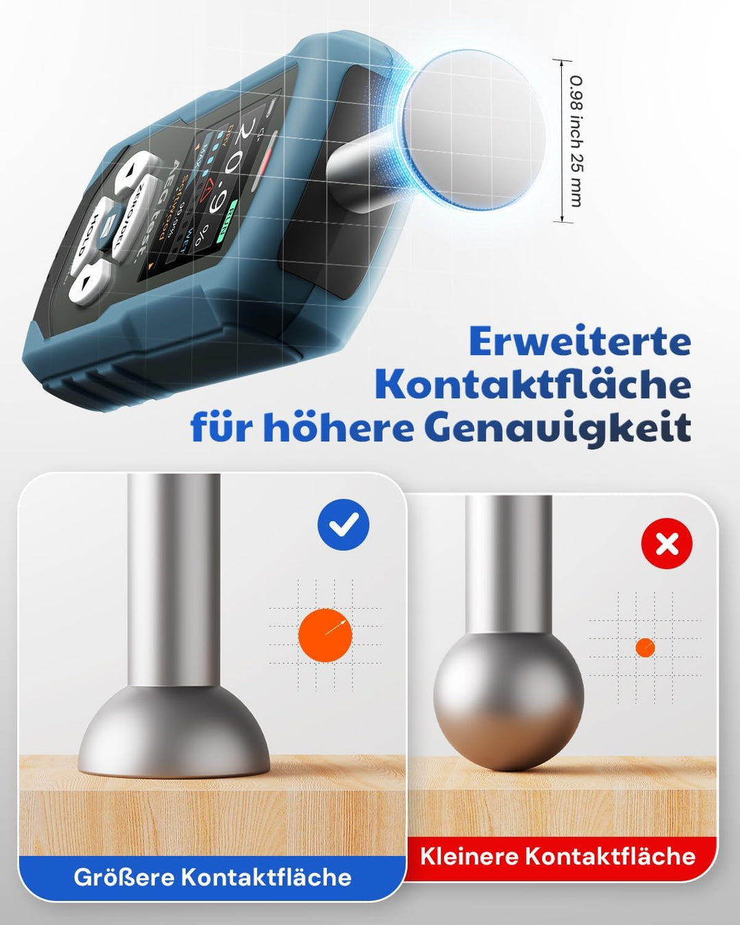 AWT-590 wiederaufladbares Feuchtemessgerät Mauerwerk, Feuchtigkeitsmessgerät Wand, Halbkugel Feuchti
