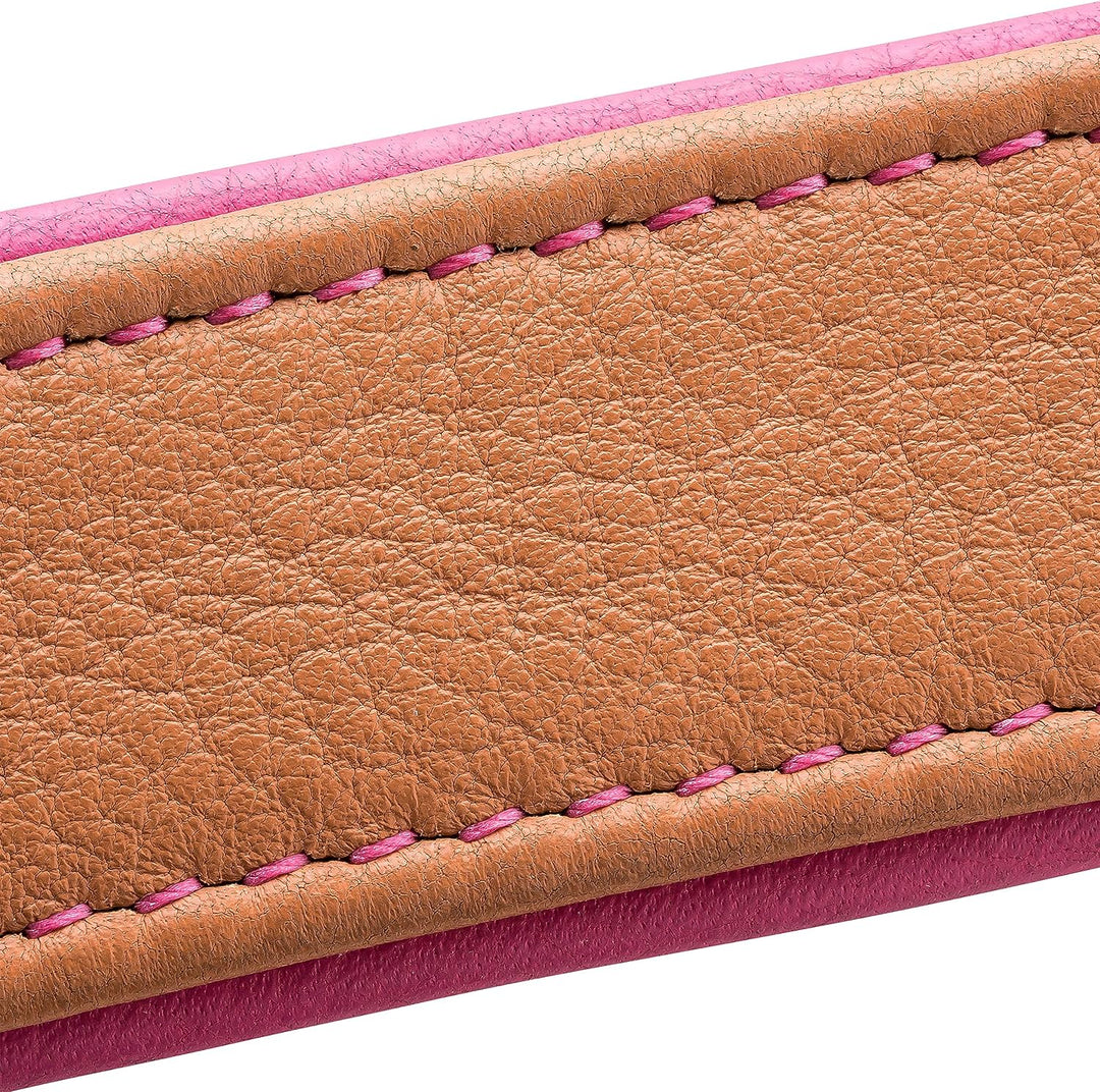 Schnüffelfreunde Lederhalsband Hund - Fun Line (XXL - 55-65cm, Beige-Pink) XXL Beige-Pink, XXL Beige