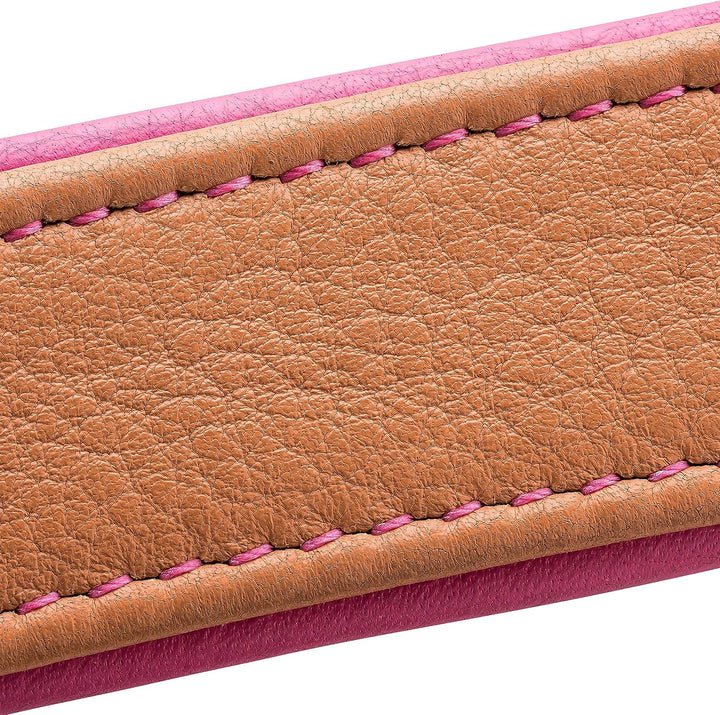 Schnüffelfreunde Lederhalsband Hund - Fun Line (XXL - 55-65cm, Beige-Pink) XXL Beige-Pink, XXL Beige