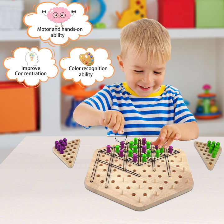 Triangle Chess Game, Dreiecksschachbrett-Strategie-Brettspiel, Lustiges Gummiband Spiel, Klassische