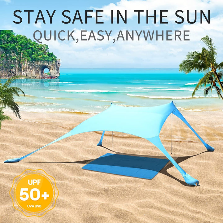 Cuupo Strandzelt, Pop-Up, 2x2.1 m, LSF 50, Lycra, Sonnenschutz, für den Aussenbereich, Anti-Wind, So