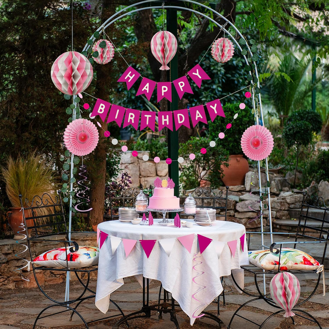 Premium Wiederverwendbare Geburtstagsdeko Rosa - Deko Geburtstag Mädchen Frau - Klettbefestigungen -
