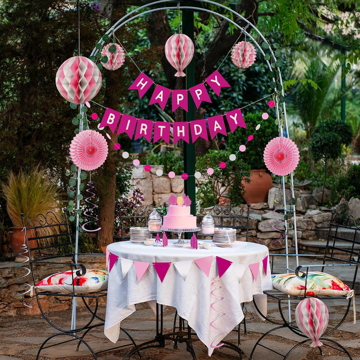 Premium Wiederverwendbare Geburtstagsdeko Rosa - Deko Geburtstag Mädchen Frau - Klettbefestigungen -