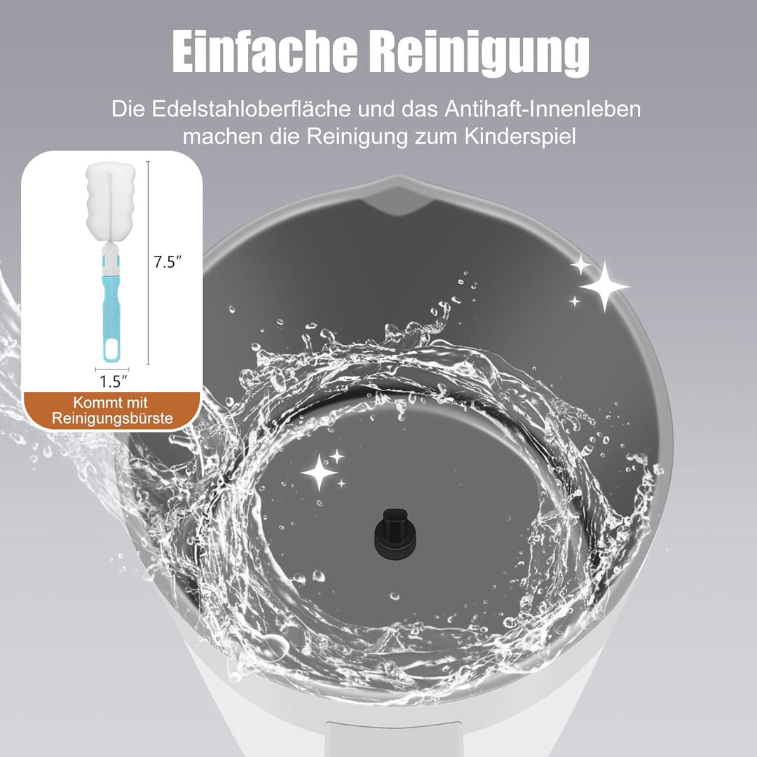 Milchaufschäumer, 400 ml Milchaufschäumer Elektrischer 4-in-1 für Heissen und Kalten Milchschaum, Au