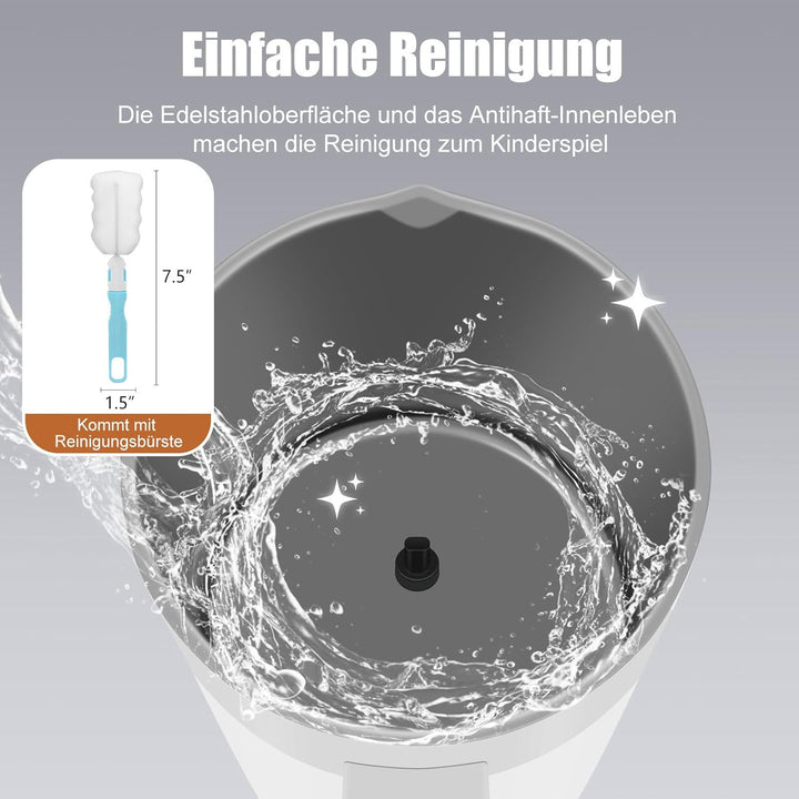 Milchaufschäumer, 400 ml Milchaufschäumer Elektrischer 4-in-1 für Heissen und Kalten Milchschaum, Au