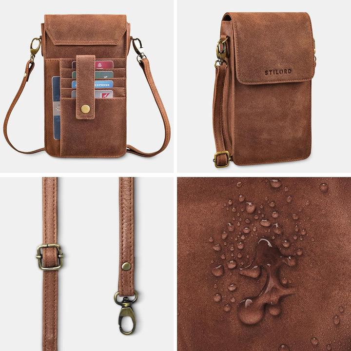 STILORD "Imola Echtleder Handytasche 7 Zoll Damen Herren Vintage Umhängetasche Brustbeutel Leder Dam