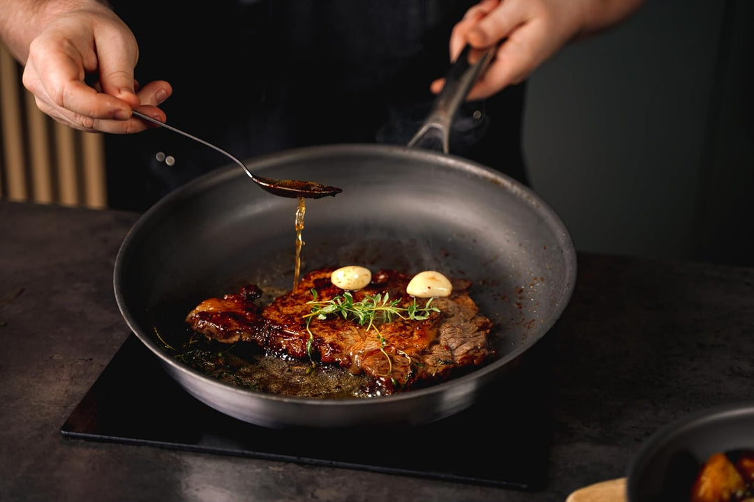 Onyx Cookware ZERO Bratpfanne 24 cm – Natürliche Antihaft aus Edelstahl | Ohne chemische Beschichtun