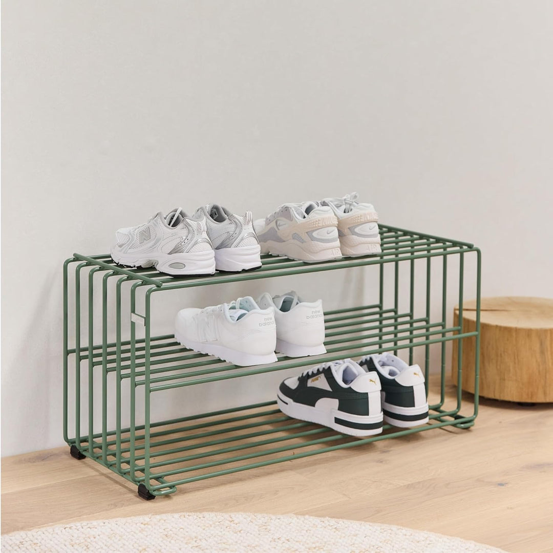 Elegantes Schuhregal Metall (Resedagrün) „RODL 2“ – Moderne Schuhaufbewahrung Schuhablage im elegant
