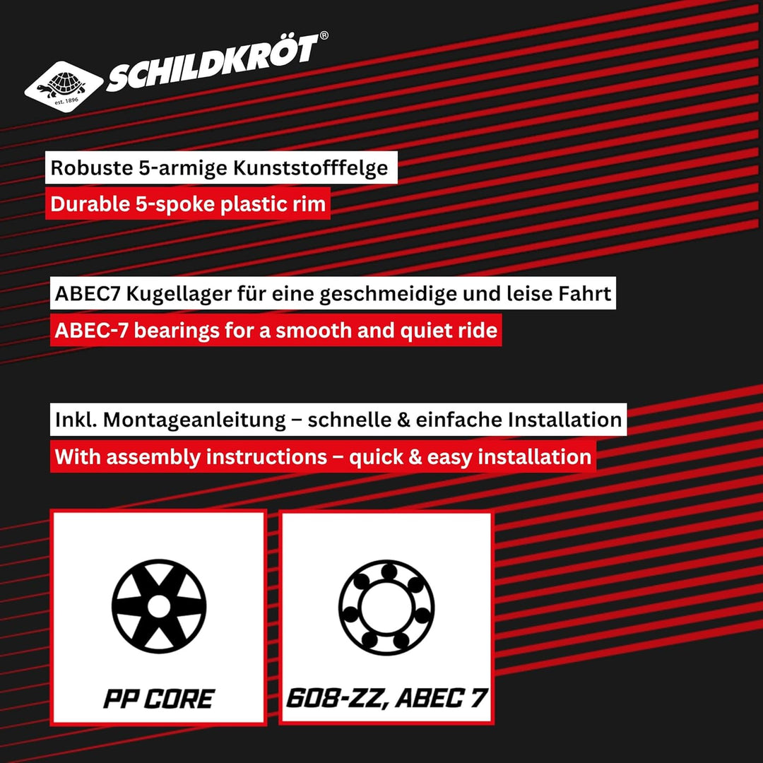 Schildkröt City-Scooter 200mm Ersatzrollen | 2er-Set Ersatzräder | hochwertige PU-Räder (85A) mit AB