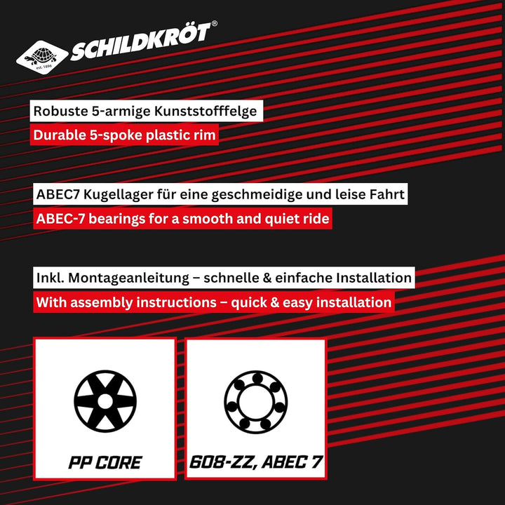Schildkröt City-Scooter 200mm Ersatzrollen | 2er-Set Ersatzräder | hochwertige PU-Räder (85A) mit AB