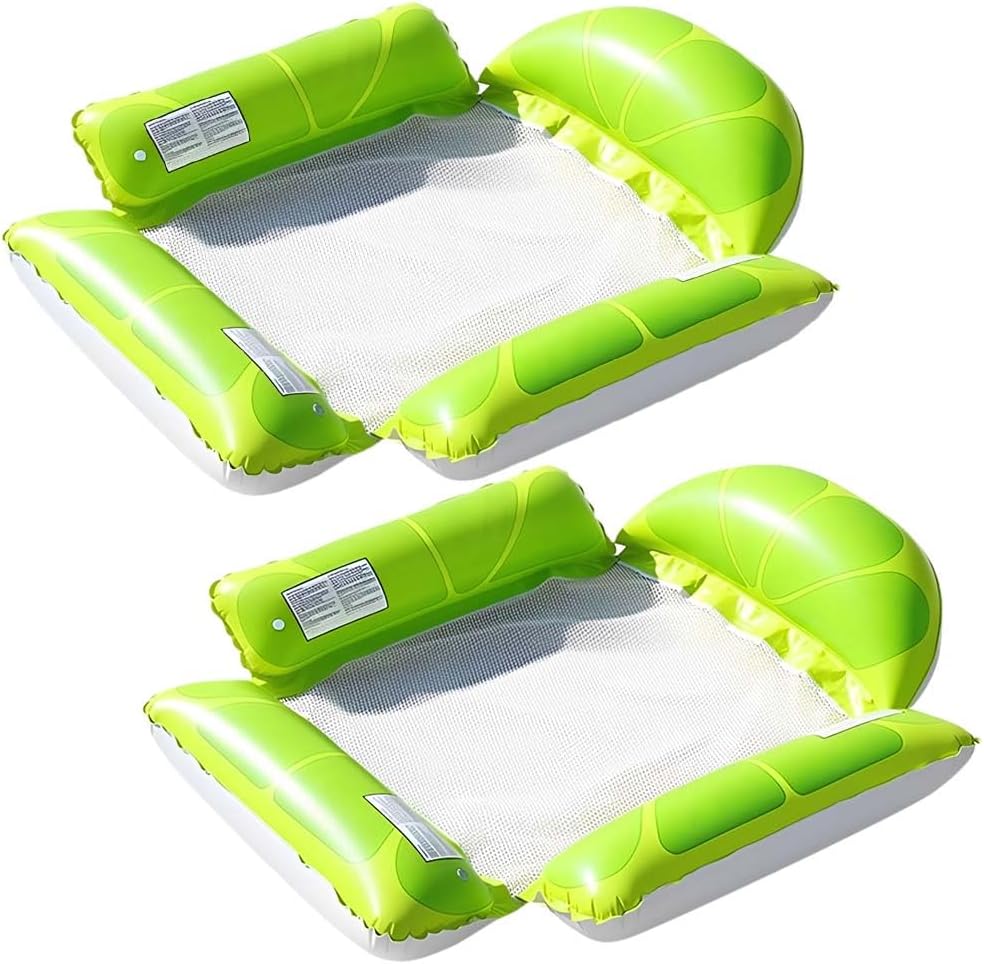 2 Stück Aufblasbare Pool-Schwimmliege für Erwachsene, Luftmatratze Pool mit Rückenlehne & Armlehnen,