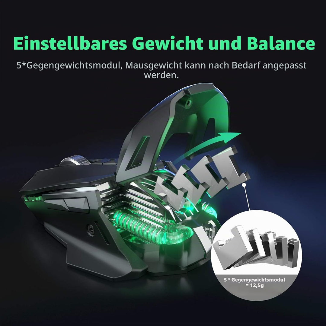 Gaming Maus RGB LED PC Maus Kabel, 7200 DPI Einstellbarer Anpassbare Gewichte Gaming Mäuse Gewichtst