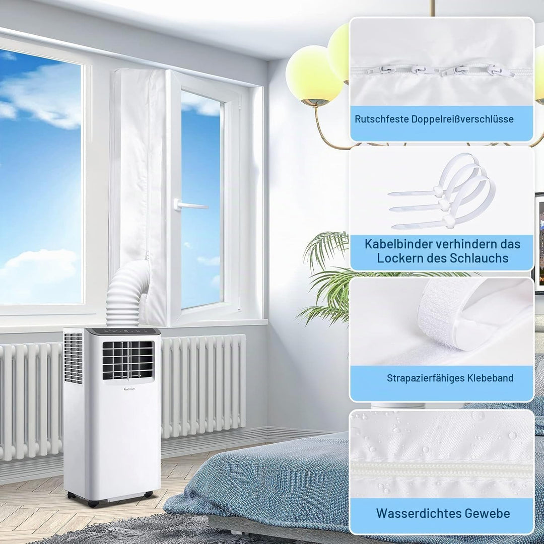 EGNBU 360CM Fensterabdichtung für Mobile Klimageräte, Klimaanlagen, Wäschetrockner, Ablufttrockner,