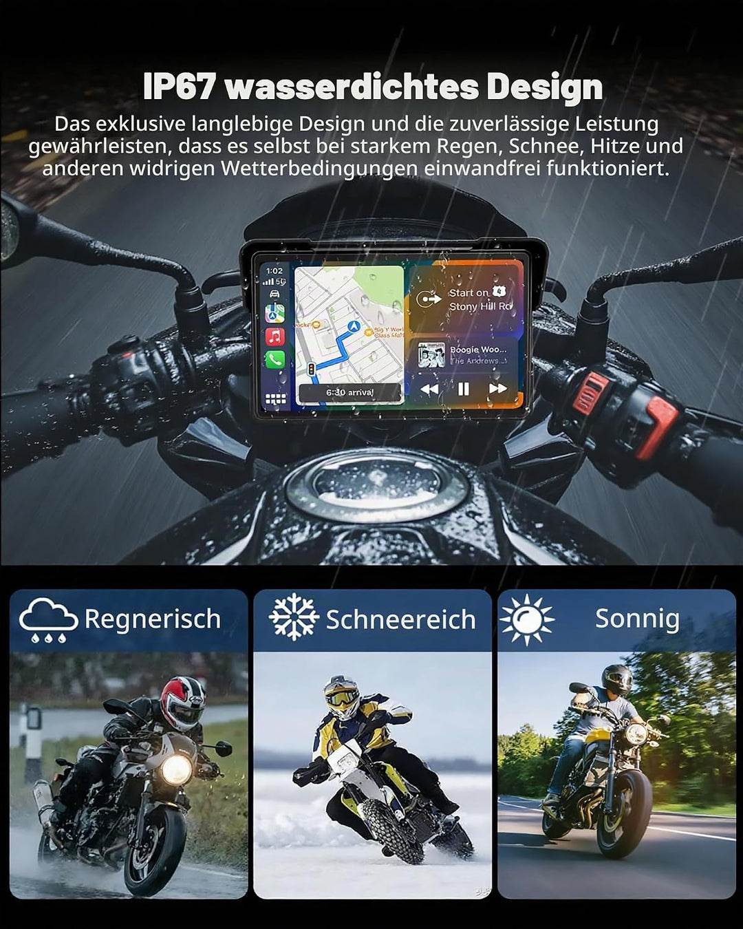 Plug-and-Play Carplay Bildschirm für BMW Motorrad 7 Zoll Motorrad Display mit Wireless CarPlay &amp; And