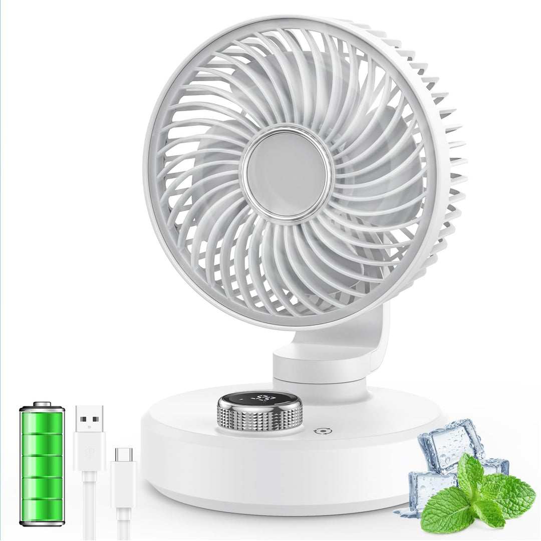 Tischventilator USB Ventilator Leise 6000mAh Akku Ventilator Kleiner Mini Tisch Ventilator Klein Des