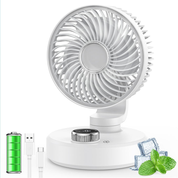 Tischventilator USB Ventilator Leise 6000mAh Akku Ventilator Kleiner Mini Tisch Ventilator Klein Des