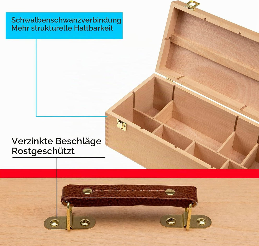 MEEDEN Grosse Aufbewahrungsbox für Kunstbedarf - Multifunktionale Kunstwerkzeugkasten aus massivem B
