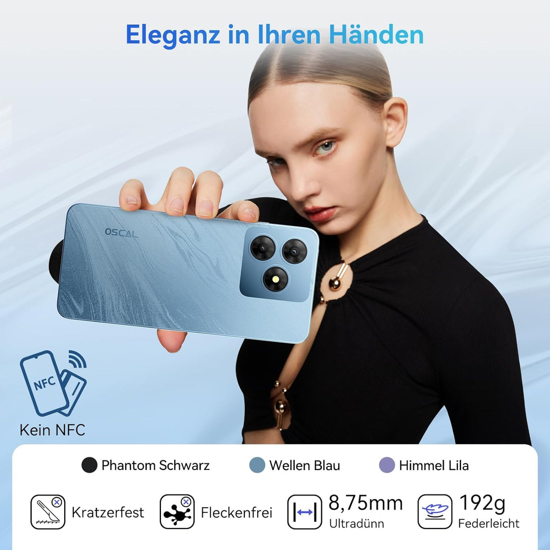 OSCAL Flat 2 Gemini AI Smartphone ohne Vertrag | Android 14, 12GB+256GB, 2TB TF | 90Hz 6.56'' HD+, O