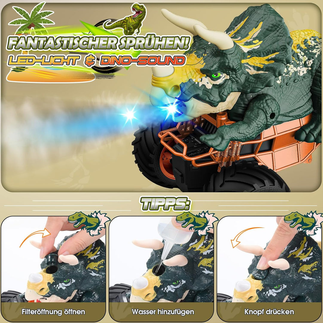 HappyGoLucky Monstertruck Ferngesteuertes Auto ab 3 4 5 6 7 8 Jahre, Dinosaurier Spielzeug ab 3-10 J