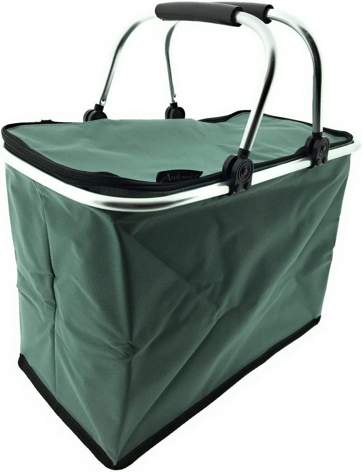 XXL Kühltasche Thermo Einkaufskorb Picknick Kühlbox Campingtasche faltbar stabil Rot Schwarz Grün, G