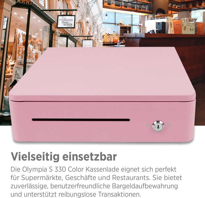 OLYMPIA S 330 Bonbon pink | Kassenlade mit 8 Münz- & 4 Scheinfächern | Robuste Kassenschublade Unter