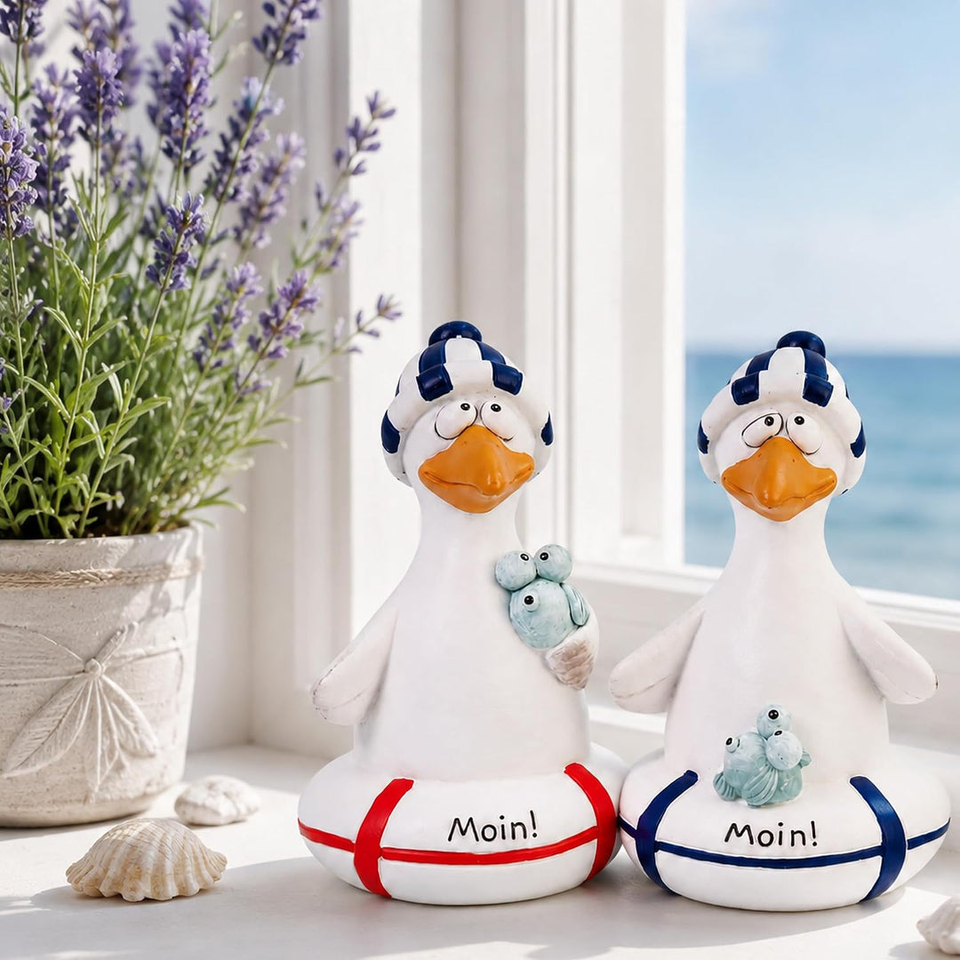 Pommerntraum® | 2er Set Dekomöwen Möwenfiguren Maritime Deko Möwen Vögel | Ostseedeko Nordseedeko Kü