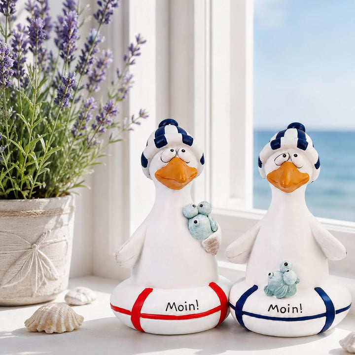 Pommerntraum® | 2er Set Dekomöwen Möwenfiguren Maritime Deko Möwen Vögel | Ostseedeko Nordseedeko Kü