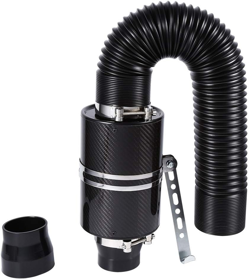 DEWIN Luftfilter,Ansaugluftfilter Universal Car 3" Kohlefaser Kaltluftfilter Kit mit Beiliegendem An