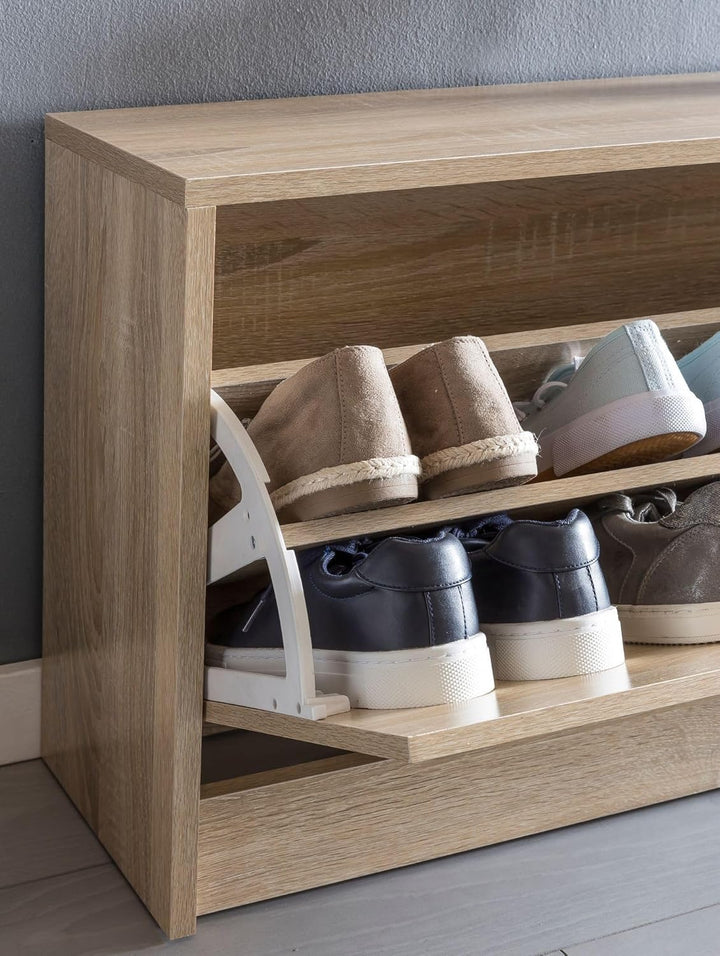 Wohnling Schuhkipper Split Modern 80 x 47 x 24 cm Holz Schuhregal Sonoma 1 Fach, Schuhkommode Flursc