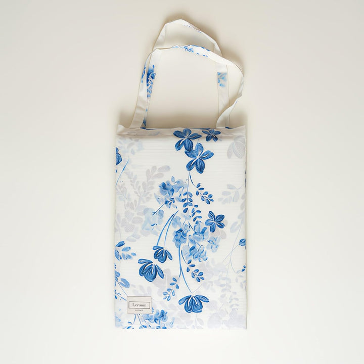 LERUUM Bettwäsche Set 135X200 Baumwolle Streifen Blumen Reversibel Blau Bettbezugen (135 x 200 + 80