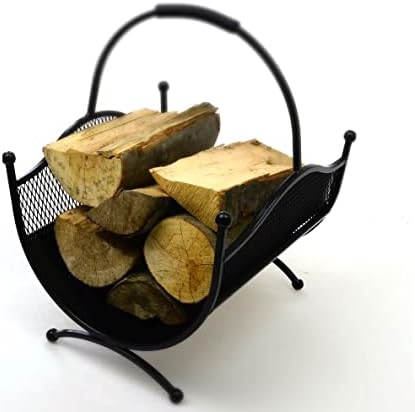 DIXIE STORE Holzkorb für Kaminholz aus Metall für 121 Kaminholz - Schwarz Holzregal Kaminholz Aussen