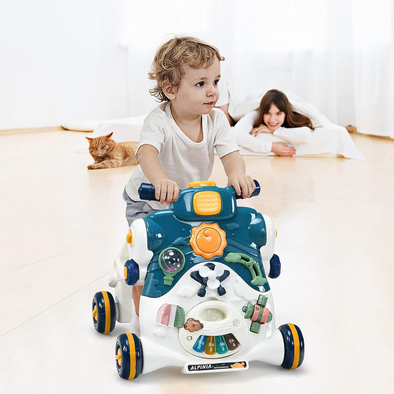 GOPLUS 3-in-1 Lauflernwagen, als Spielzentrum Lauflernhilfe Rutschauto, Abnehmbares Spielbrett, mit