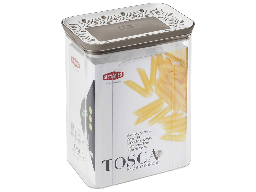 Stefanplast, Taupe, Rechteckige, luftdichte Dose aus der Linie Tosca, Palace, lebensmittelecht, 2,2