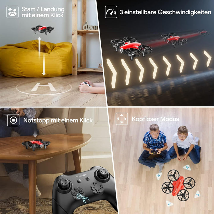 Tomzon mini Drohne für Kinder Anfänger RC Quadrocopter mit 24min Lange Flugzeit, Kampfdrohne mit 360