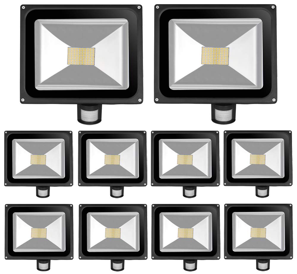 10pcs 80W LED SMD Strahler Fluter Aussen Flutlicht Strahler mit PIR Bewegungsmelder Fluter Wasserdic