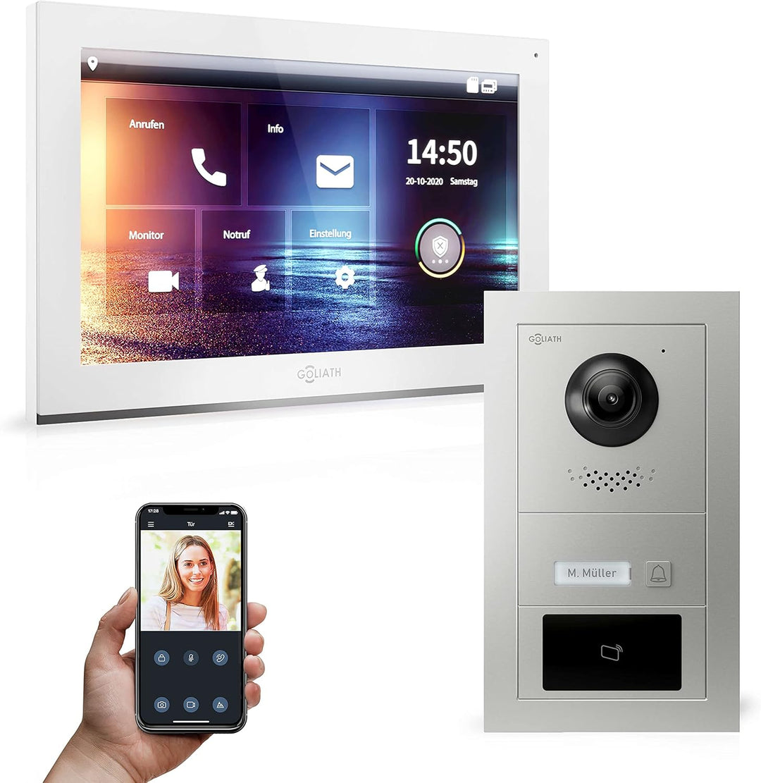 Goliath Hybrid | IP | Full-HD Video Türsprechanlage | App | 1-Fam | 1 x Full-Touchscreen 10" | Alumi